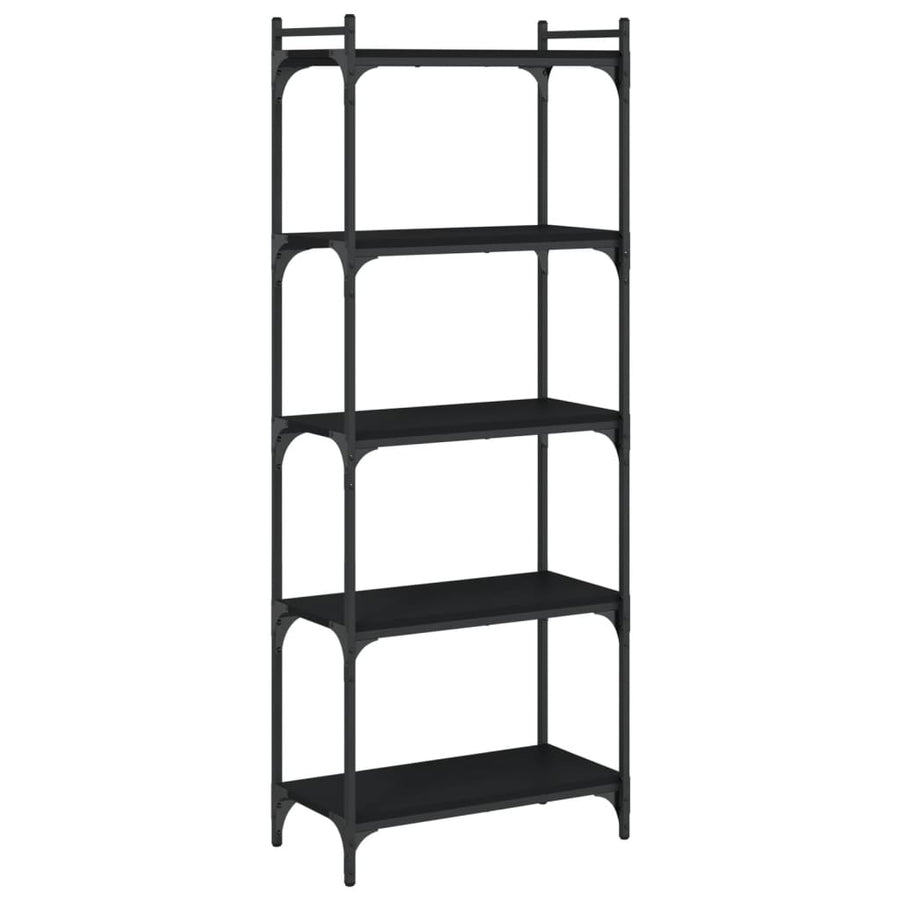 Boekenkast 5-Laags Bewerkt Hout 60 x 30 x 154 cm Zwart