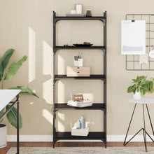 Boekenkast 5-Laags Bewerkt Hout 60 x 30 x 154 cm Zwart