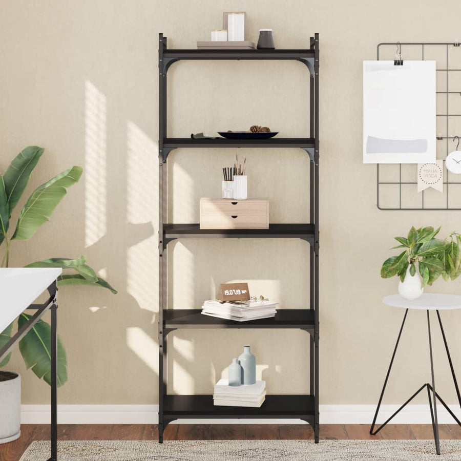 Boekenkast 5-Laags Bewerkt Hout 60 x 30 x 154 cm Zwart