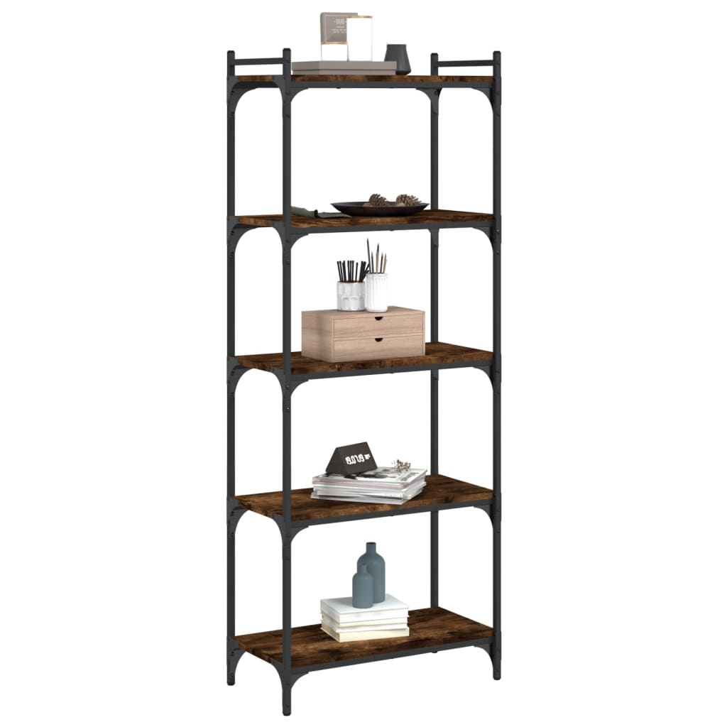 Boekenkast 5-Laags Bewerkt Hout Kleur 60 x 30 x 154 cm Gerookt eiken