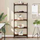 Boekenkast 60x30x154 cm bewerkt hout gerookt eiken