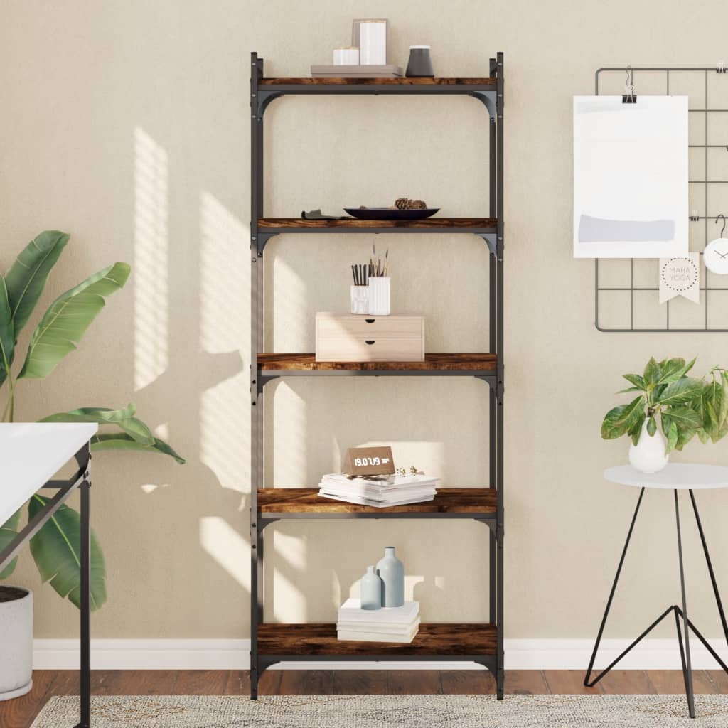 Boekenkast 5-Laags Bewerkt Hout Kleur 60 x 30 x 154 cm Gerookt eiken