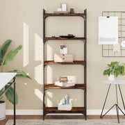 Boekenkast 60x30x154 cm bewerkt hout gerookt eiken