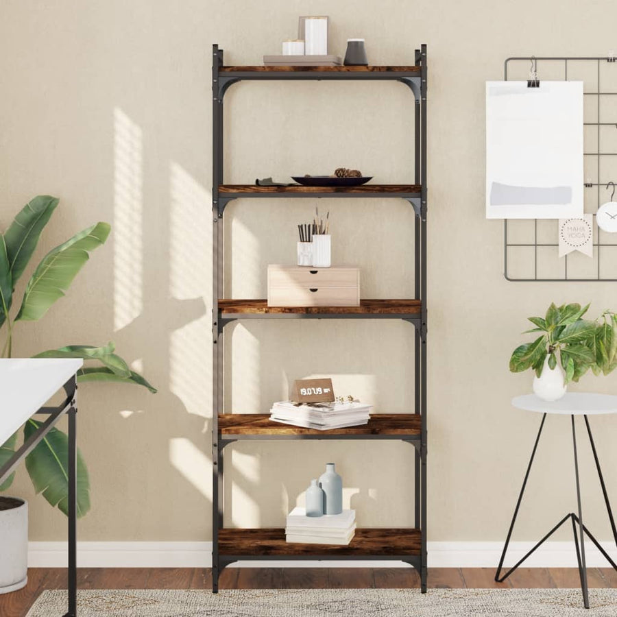 Boekenkast 5-Laags Bewerkt Hout Kleur 60 x 30 x 154 cm Gerookt eiken