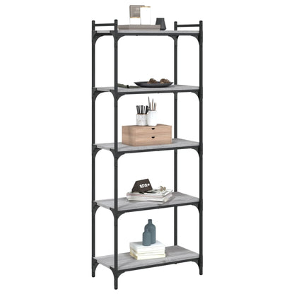 Boekenkast 5-Laags Bewerkt Hout 60 x 30 x 154 cm Grijs sonoma