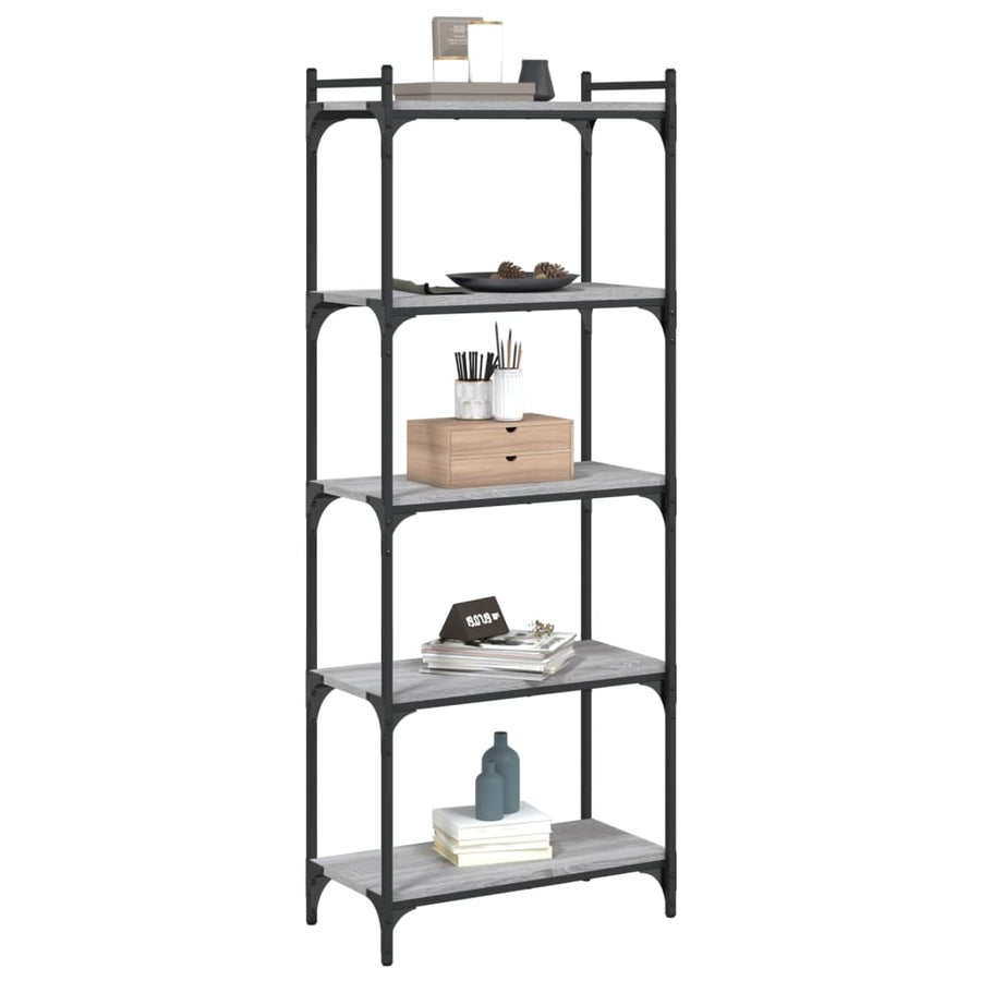 Boekenkast 5-Laags Bewerkt Hout 60 x 30 x 154 cm Grijs sonoma