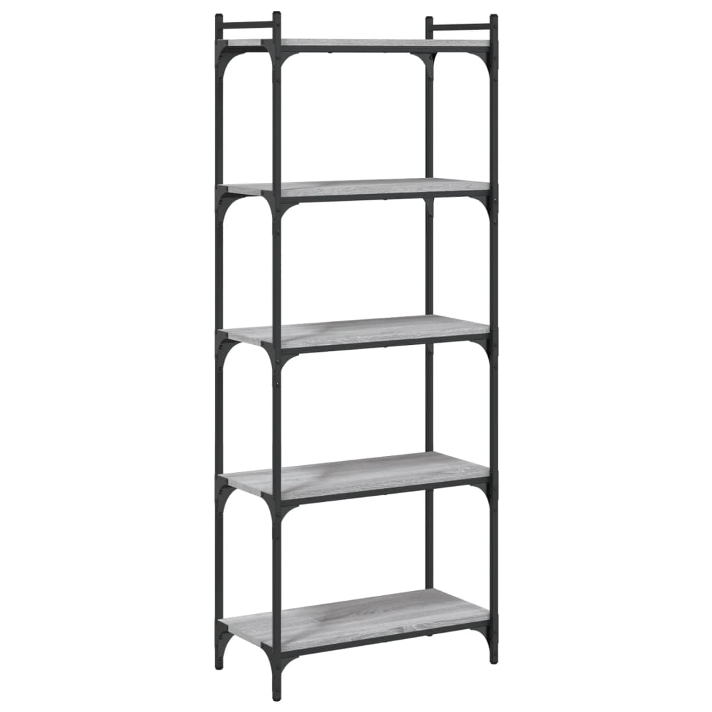 Boekenkast 5-Laags Bewerkt Hout 60 x 30 x 154 cm Grijs sonoma