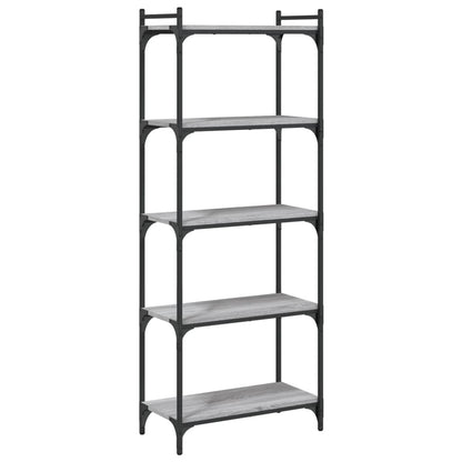 Boekenkast 5-Laags Bewerkt Hout 60 x 30 x 154 cm Grijs sonoma