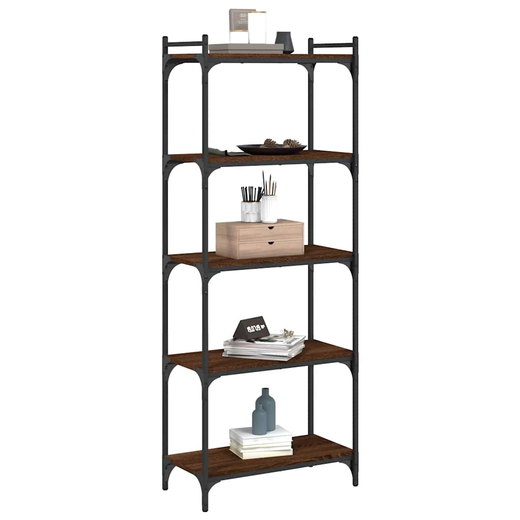 Boekenkast 5-Laags 60X30X Bewerkt Hout Bruin Eikenkleur 60 cm