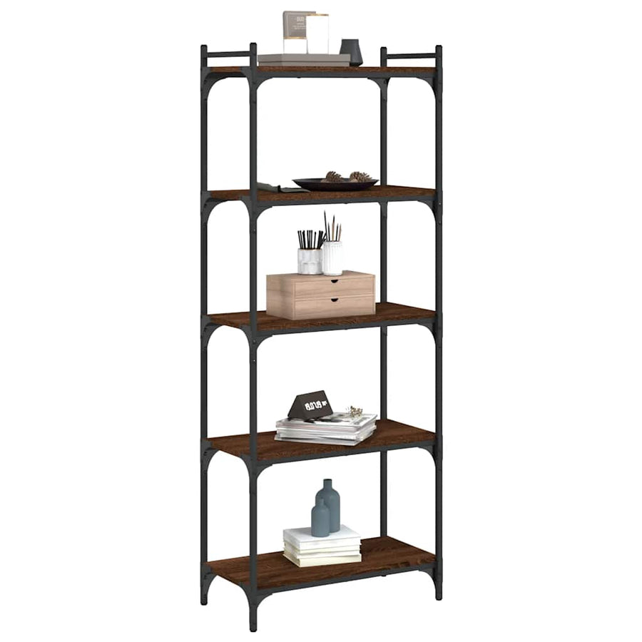 Boekenkast 5-Laags 60X30X Bewerkt Hout Bruin Eikenkleur 60 cm
