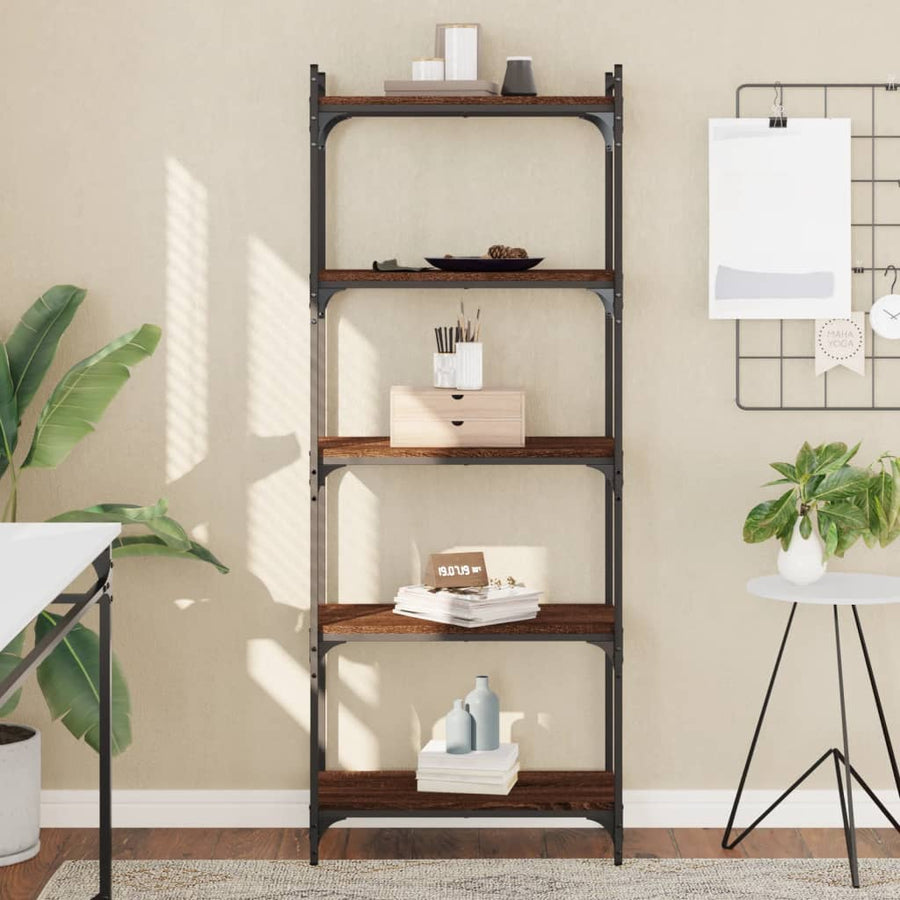 Boekenkast 5-Laags 60X30X Bewerkt Hout Bruin Eikenkleur 60 cm