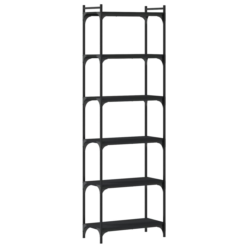 Boekenkast 6-laags 60x30x188 cm bewerkt hout zwart