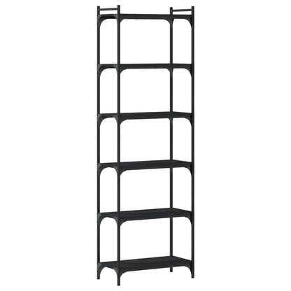 Boekenkast 6-laags 60x30x188 cm bewerkt hout zwart