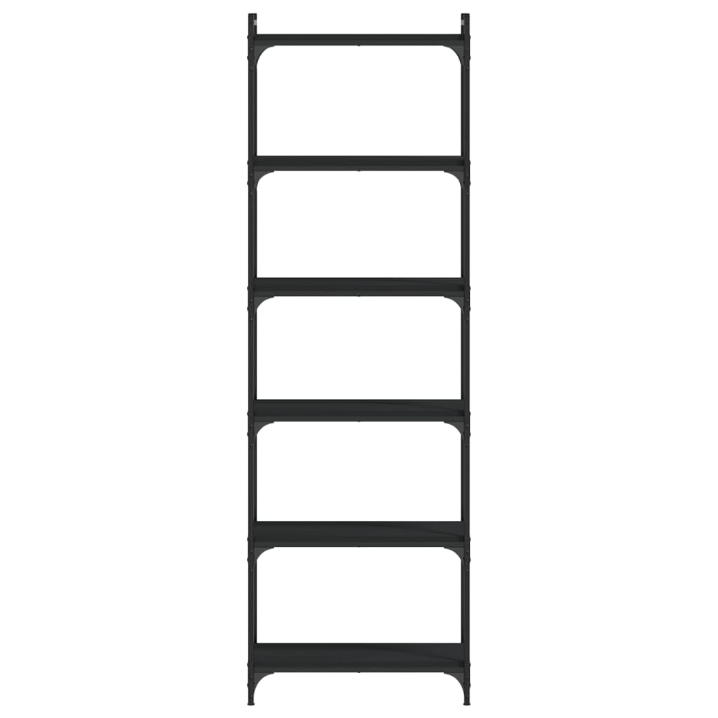 Boekenkast 6-laags 60x30x188 cm bewerkt hout zwart