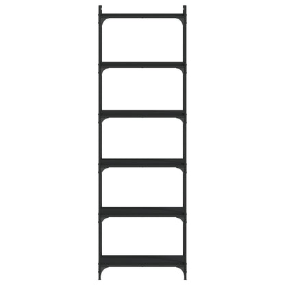 Boekenkast 6-laags 60x30x188 cm bewerkt hout zwart