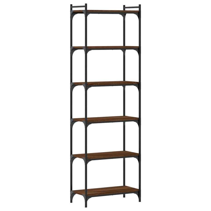 Boekenkast 6-Laags 60X30X Bewerkt Hout Bruin Eikenkleur 60 cm