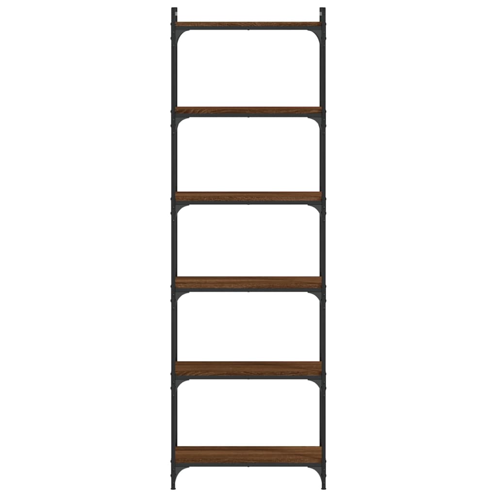 Boekenkast 6-Laags 60X30X Bewerkt Hout Bruin Eikenkleur 60 cm