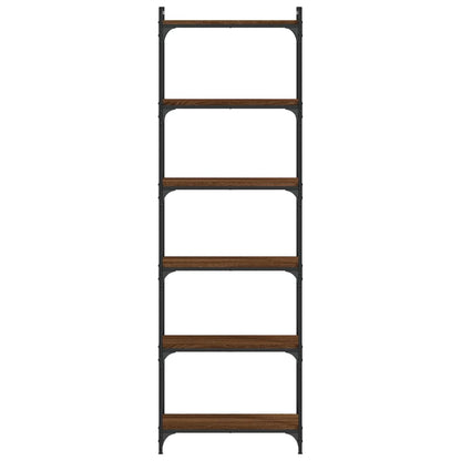 Boekenkast 6-Laags 60X30X Bewerkt Hout Bruin Eikenkleur 60 cm