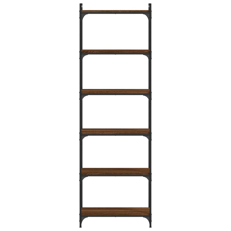 Boekenkast 6-Laags 60X30X Bewerkt Hout Bruin Eikenkleur 60 cm