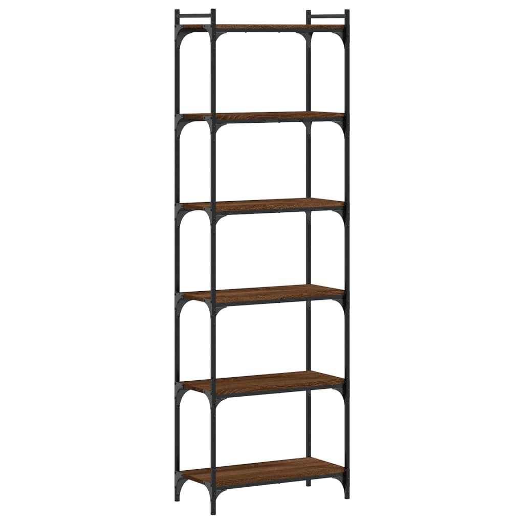 Boekenkast 6-Laags 60X30X Bewerkt Hout Bruin Eikenkleur 60 cm
