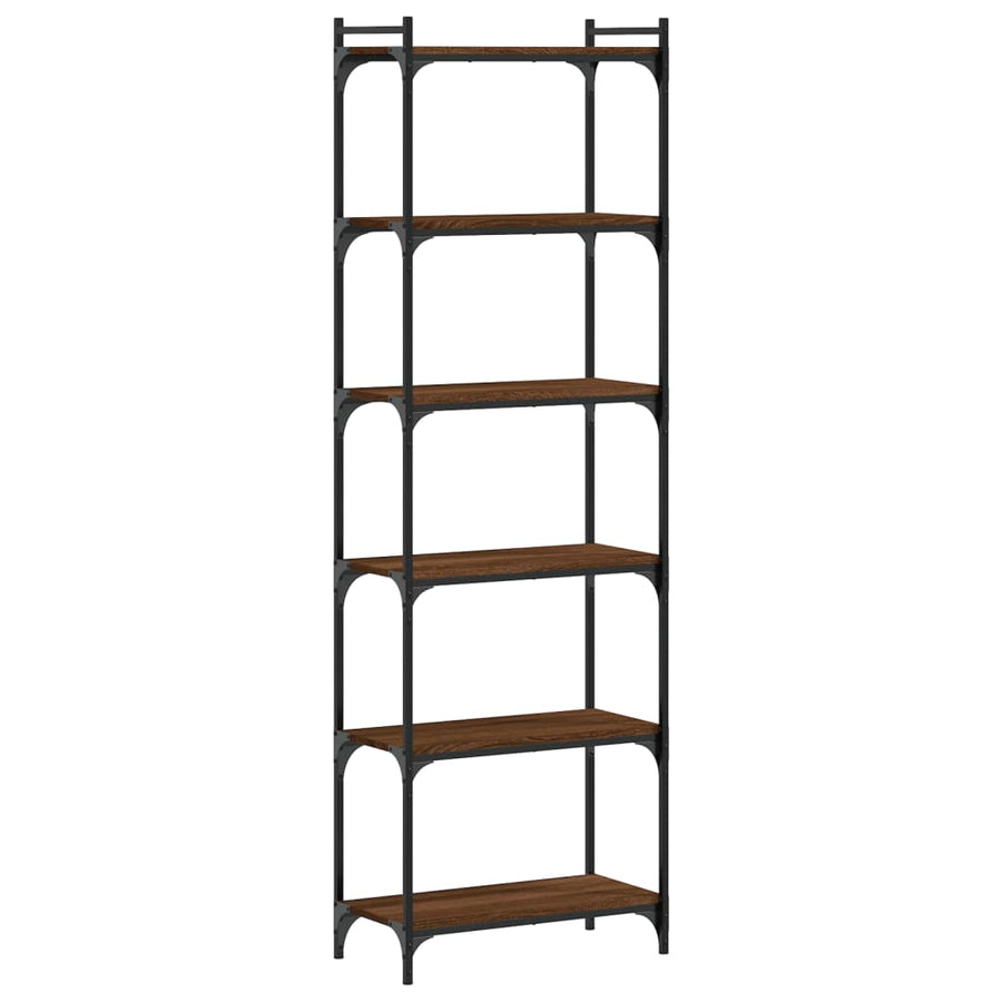 Boekenkast 6-Laags 60X30X Bewerkt Hout Bruin Eikenkleur 60 cm