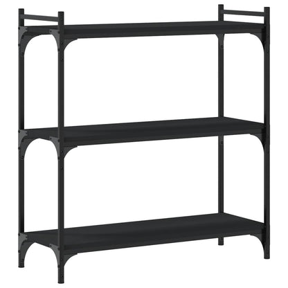 Boekenkast 3-Laags 80X30X Bewerkt Hout Zwart 80 cm