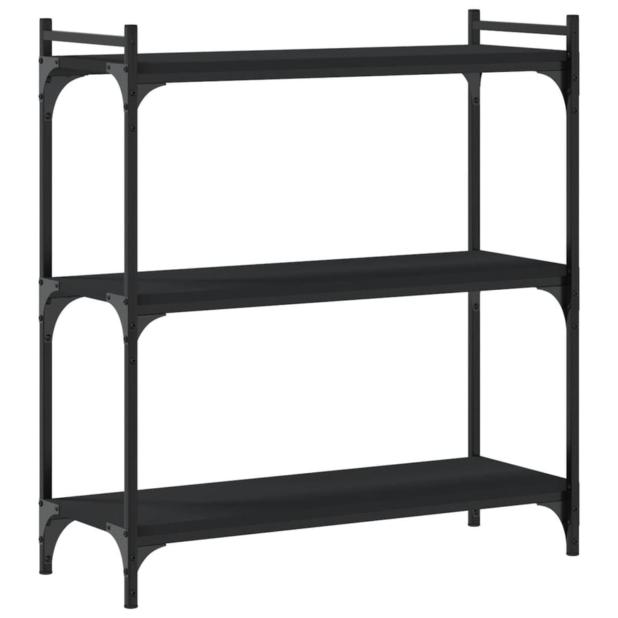 Boekenkast 3-Laags 80X30X Bewerkt Hout Zwart 80 cm