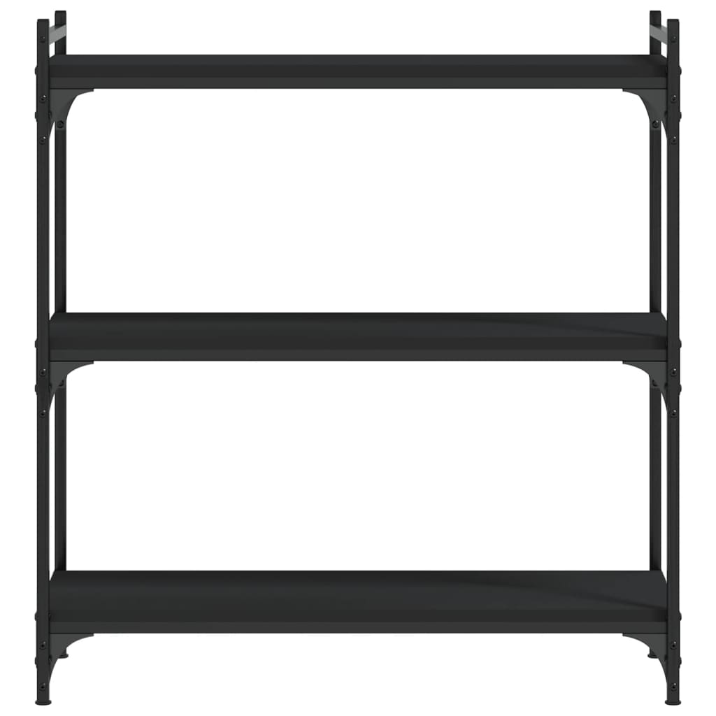 Boekenkast 3-Laags 80X30X Bewerkt Hout Zwart 80 cm