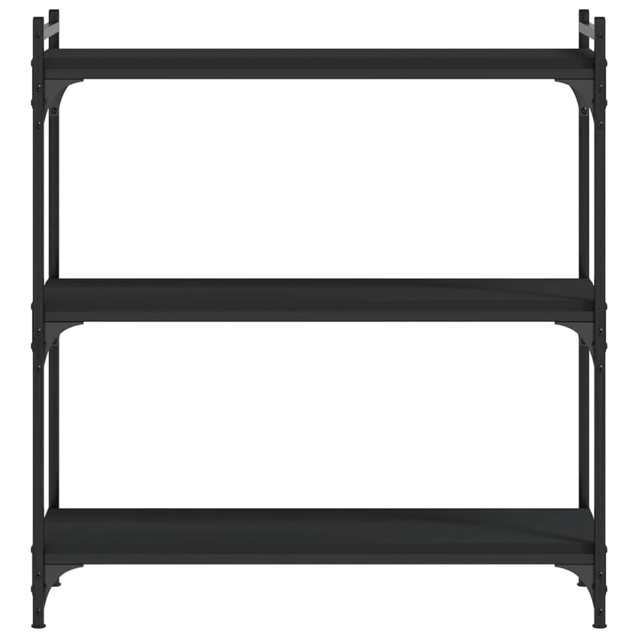 Boekenkast 3-Laags 80X30X Bewerkt Hout Zwart 80 cm