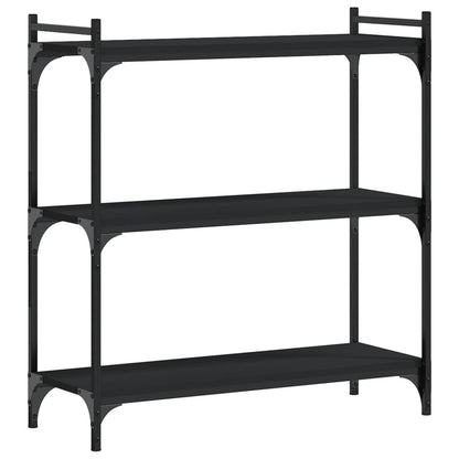 Boekenkast 3-Laags 80X30X Bewerkt Hout Zwart 80 cm