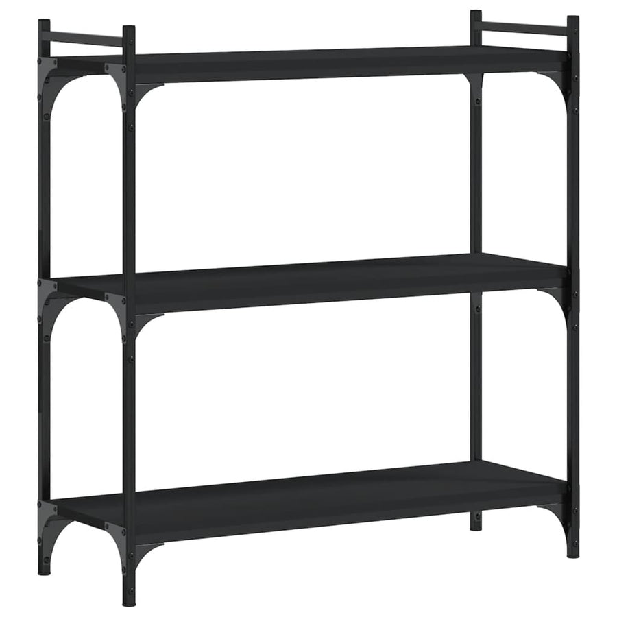 Boekenkast 3-Laags 80X30X Bewerkt Hout Zwart 80 cm