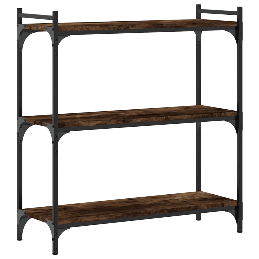 Boekenkast 3-Laags Bewerkt Hout Kleur 80 x 30 x 86 cm Gerookt eiken