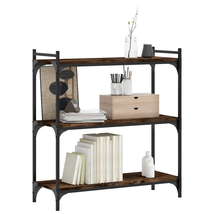 Boekenkast 3-Laags Bewerkt Hout Kleur 80 x 30 x 86 cm Gerookt eiken