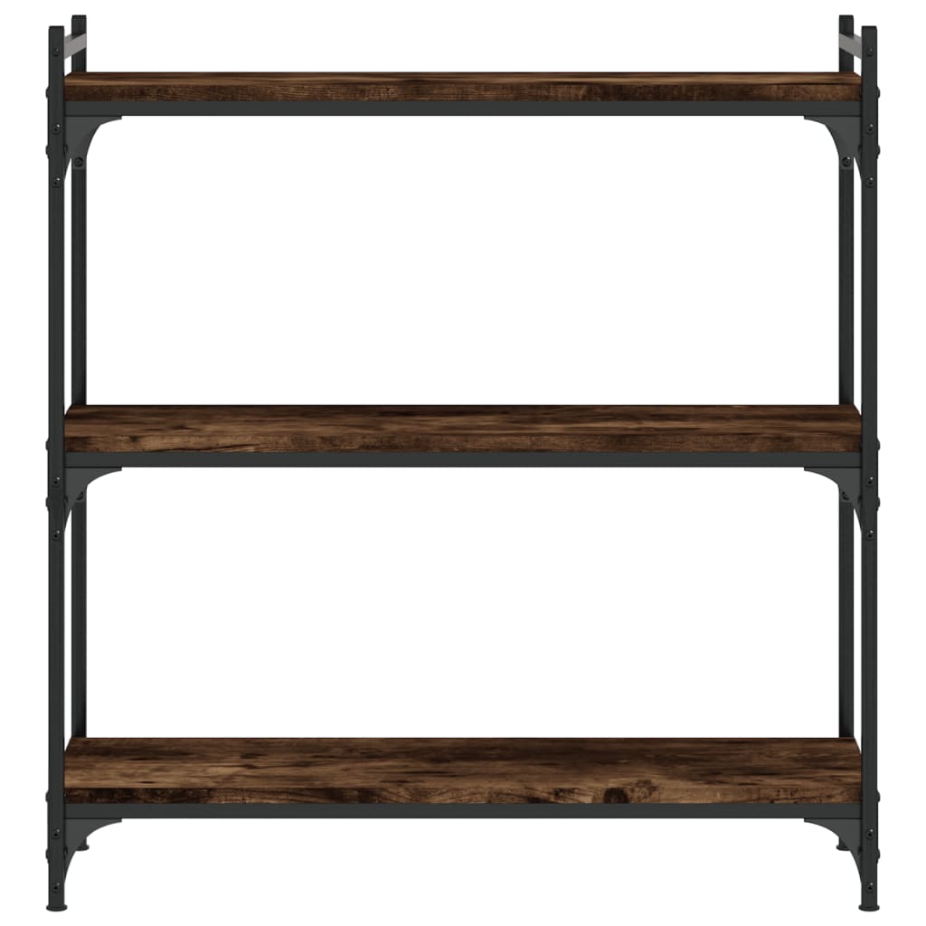 Boekenkast 3-Laags Bewerkt Hout Kleur 80 x 30 x 86 cm Gerookt eiken