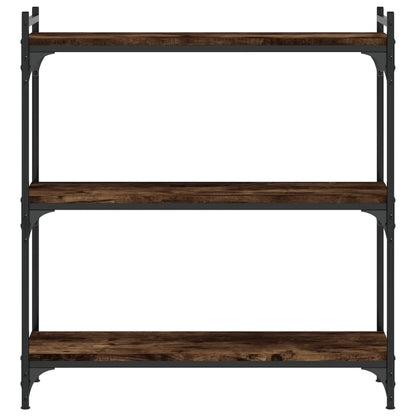 Boekenkast 3-Laags Bewerkt Hout Kleur 80 x 30 x 86 cm Gerookt eiken