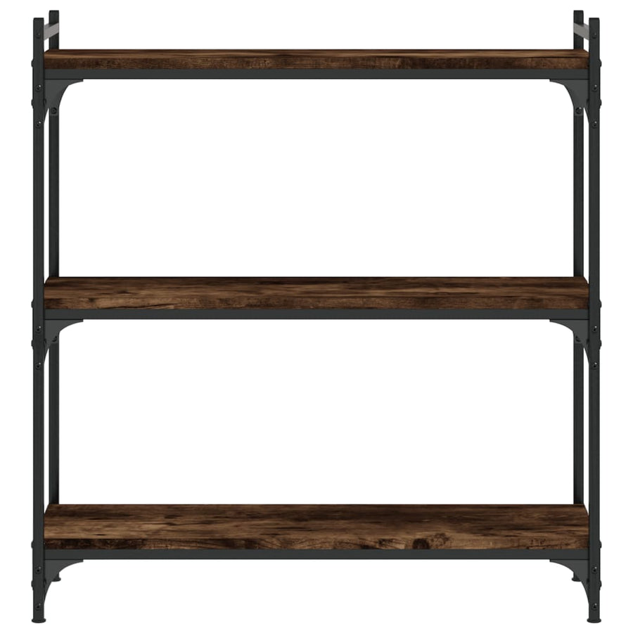 Boekenkast 3-Laags Bewerkt Hout Kleur 80 x 30 x 86 cm Gerookt eiken