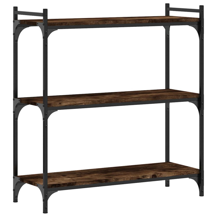 Boekenkast 3-Laags Bewerkt Hout Kleur 80 x 30 x 86 cm Gerookt eiken