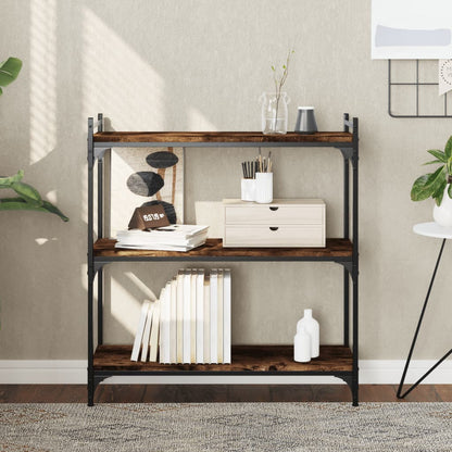 Boekenkast 3-Laags Bewerkt Hout Kleur 80 x 30 x 86 cm Gerookt eiken