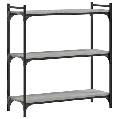 Boekenkast 3-Laags Bewerkt Hout 80 x 30 x 86 cm Grijs sonoma