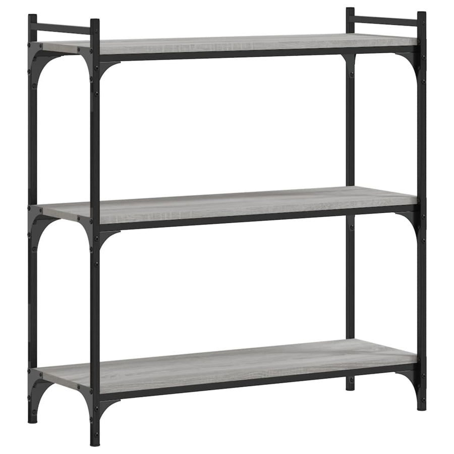 Boekenkast 3-Laags Bewerkt Hout 80 x 30 x 86 cm Grijs sonoma
