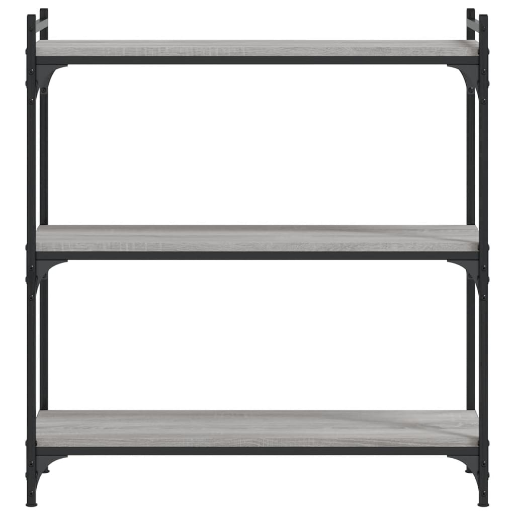 Boekenkast 3-Laags Bewerkt Hout 80 x 30 x 86 cm Grijs sonoma