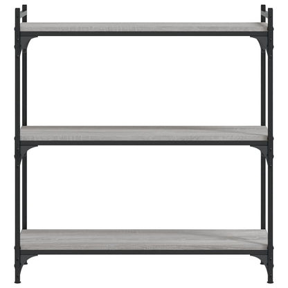 Boekenkast 3-Laags Bewerkt Hout 80 x 30 x 86 cm Grijs sonoma