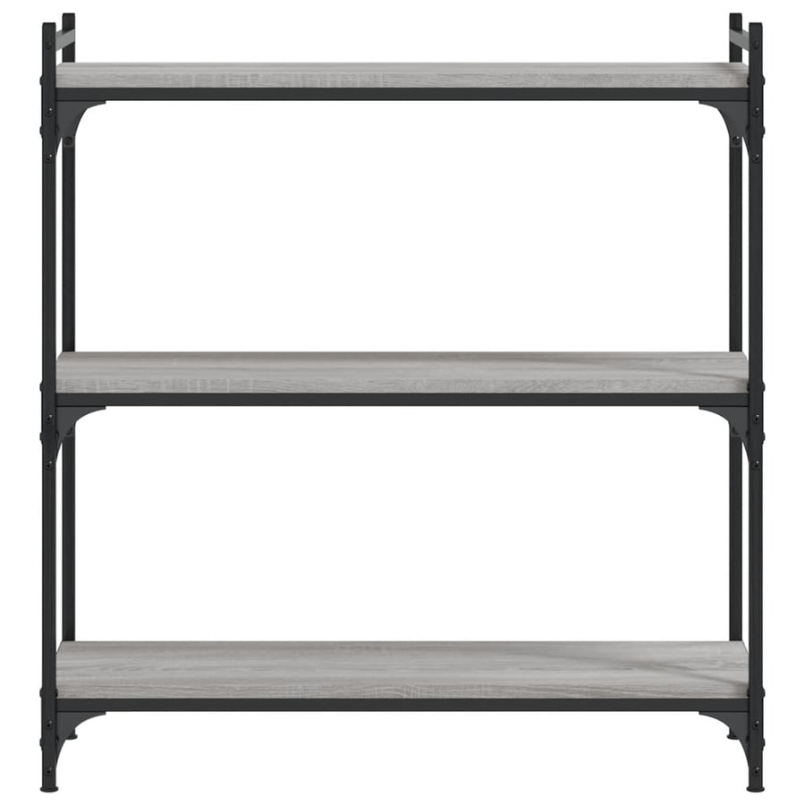 Boekenkast 3-Laags Bewerkt Hout 80 x 30 x 86 cm Grijs sonoma