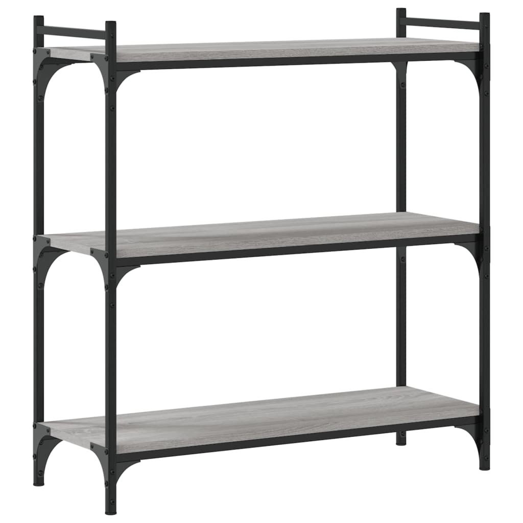 Boekenkast 3-Laags Bewerkt Hout 80 x 30 x 86 cm Grijs sonoma