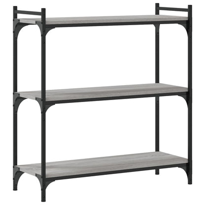 Boekenkast 3-Laags Bewerkt Hout 80 x 30 x 86 cm Grijs sonoma