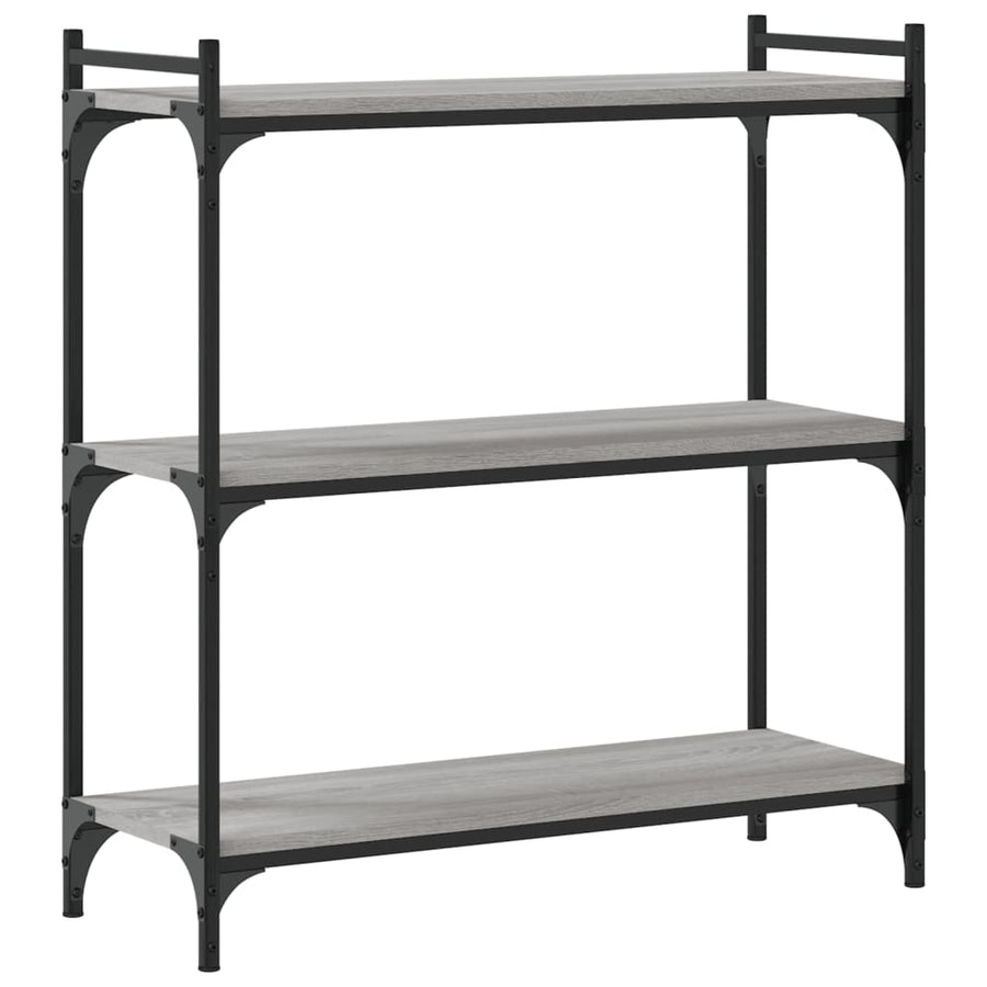 Boekenkast 3-Laags Bewerkt Hout 80 x 30 x 86 cm Grijs sonoma