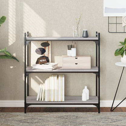 Boekenkast 3-Laags Bewerkt Hout 80 x 30 x 86 cm Grijs sonoma