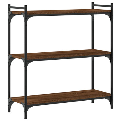 Boekenkast 3-Laags 80X30X Bewerkt Hout Bruin Eikenkleur 80 cm