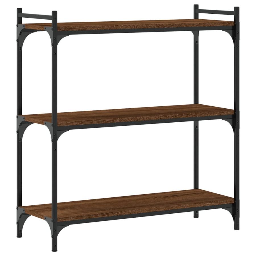 Boekenkast 3-Laags 80X30X Bewerkt Hout Bruin Eikenkleur 80 cm