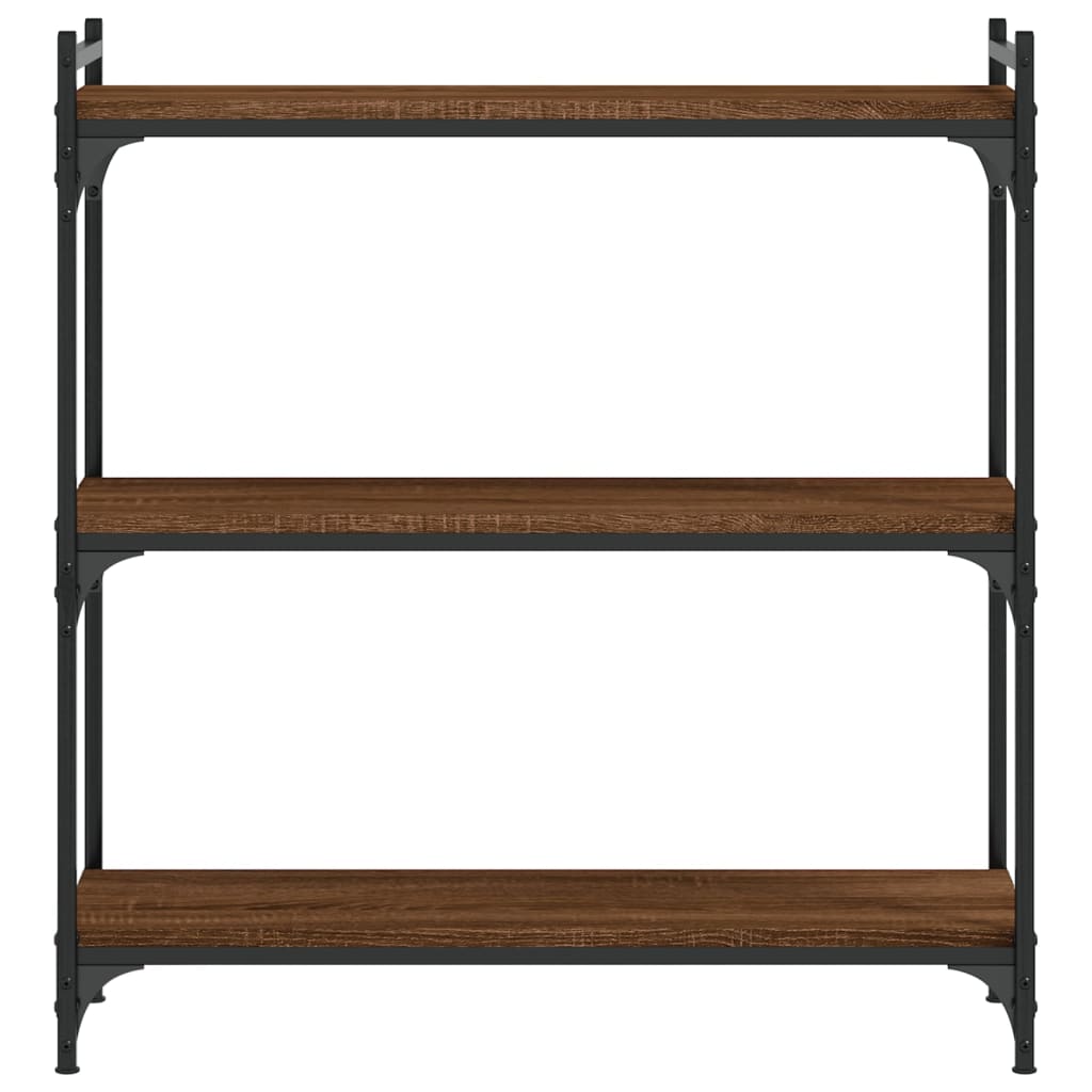 Boekenkast 3-Laags 80X30X Bewerkt Hout Bruin Eikenkleur 80 cm